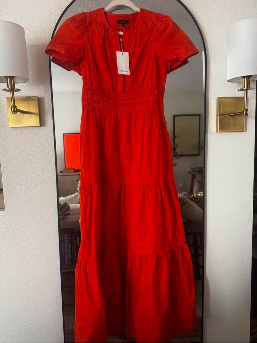 Quince Red Orange 100% cotton Maxi Dress
